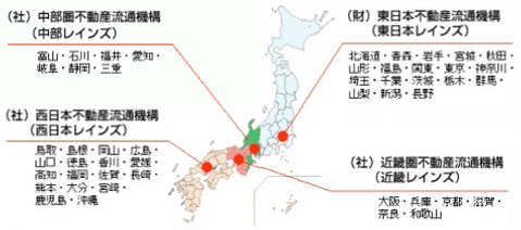 各レインズが管轄する都道府県